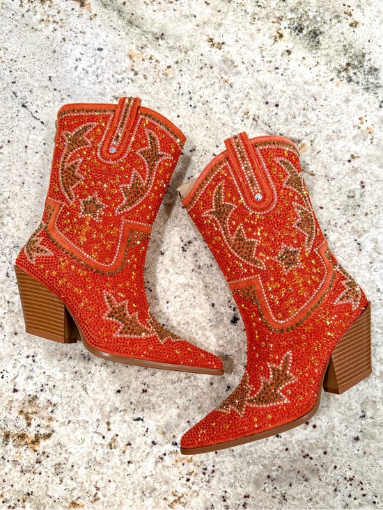 Azalea Wang Shoes - AZALEA WANG WOMEN'S ORANGE "SCOTT" WESTERN BOOTIES Cowboy Boots "NWT"